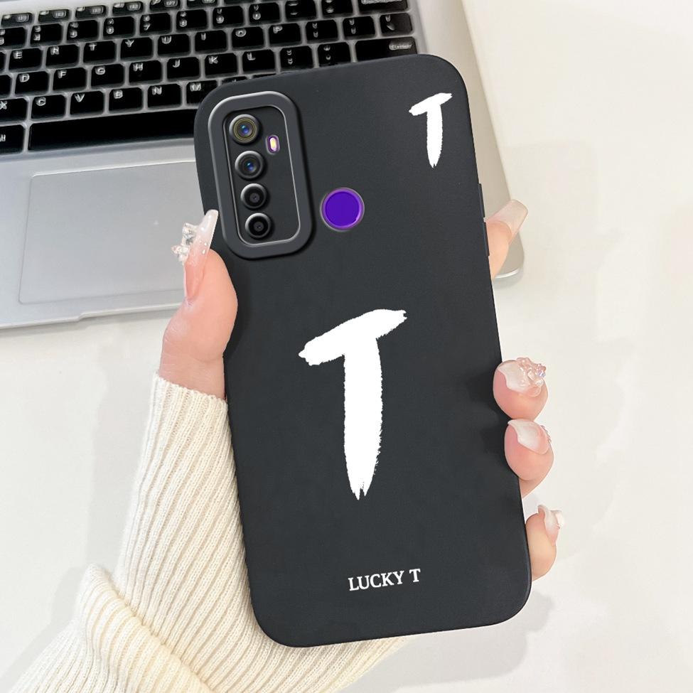 For Realme 5i RMX2030 6i RMX2040 Cover For Realme 6i Case Simple Fashion Letters A-Z Pattern Design Silicone Shockproof Bumper