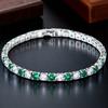 Schattige Groene Kristal 4mm Ronde Steen Witte Zirkonia 17/19cm Armbanden voor Vrouwen Vintage Zilverkleurige Kettingen Armband Bruiloft Sieraden