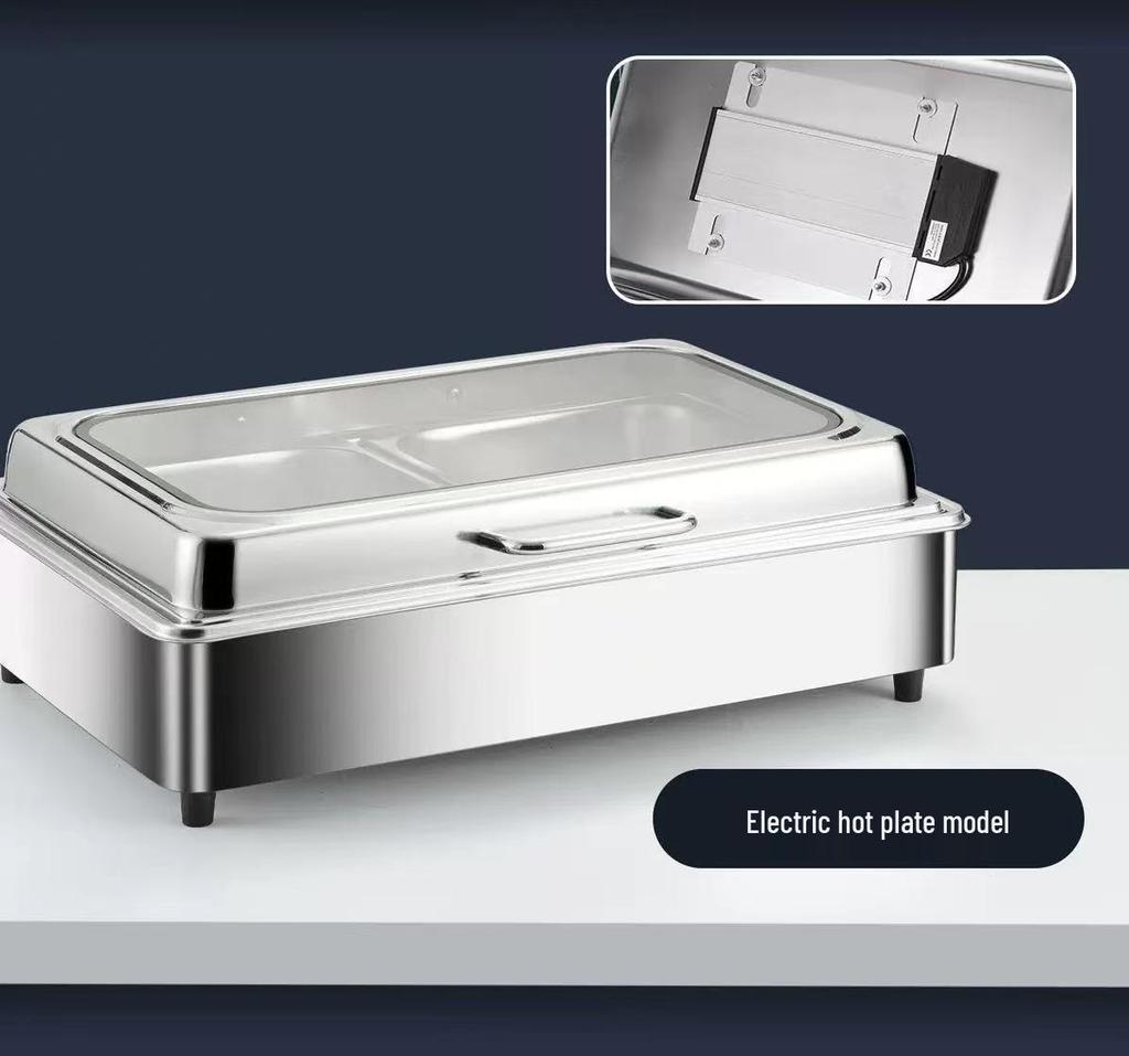 Stainless Steel Electric Buffet Chafing Dish - Smart Self-Service Warmer with Transparent Insulation for Hotel Breakfasts