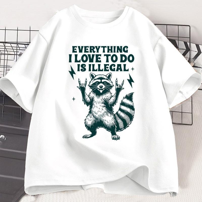 Funny Raccoon Graphic T Shirts Humor Cotton T Shirt for Unisex Women Casual Short Sleeve Loose Tshirt Harajuku Unisexs Clothes Tops