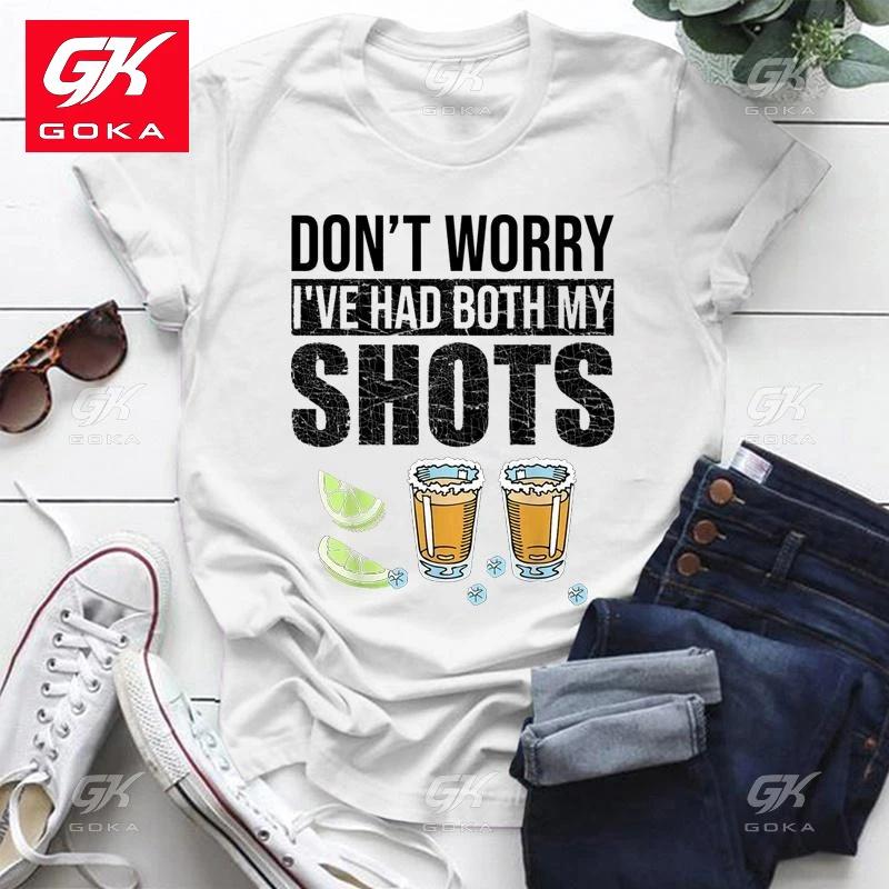 

Cute Dont Worry Ive Had Both My Shots Ctton T Shirt for Women Tee Shirt Femme Casual Short Sleeve Round Neck Top Cool T Shirts S