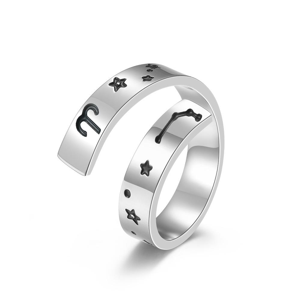 Neutral Cold Wind Twelve Constellations Adjustable Opening Titanium Steel Ring Stainless Steel Ring