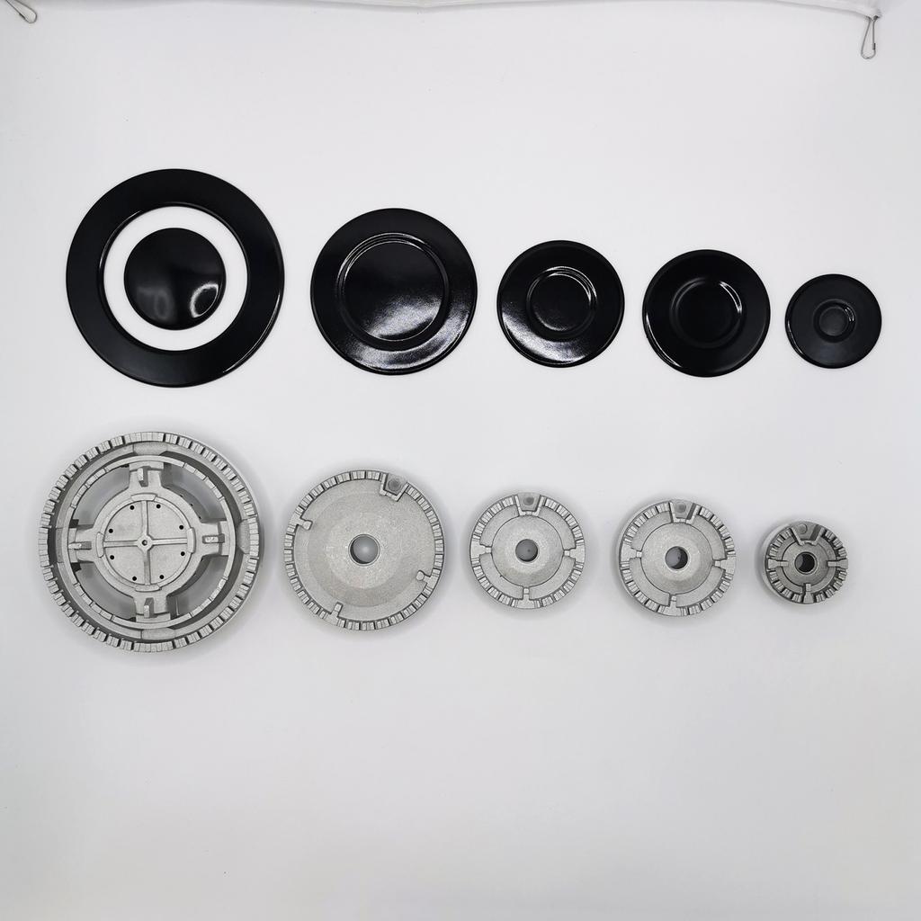 Metal Stove Burner and Knob Set Cooktop Burner Heads and Control Knobs Ranges Burner Caps Metal Texture for Stove