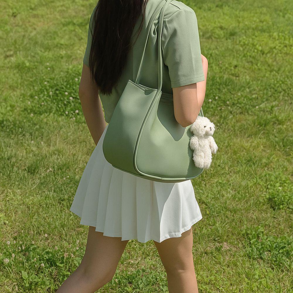 Solid Color PU Leather Shoulder Bag Soft Handbag Crossbody Bag Tote Bag  Shopping