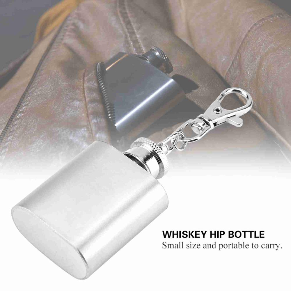2pcs 1 oz Stainless Steel Liquor Bottle Silver Pocket Wine Bottle Alcohol Bottle Keychain Gift