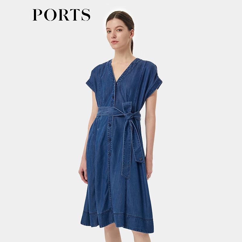 

PORTS V-Neck Tie-Waist Denim Dress L (US 8)