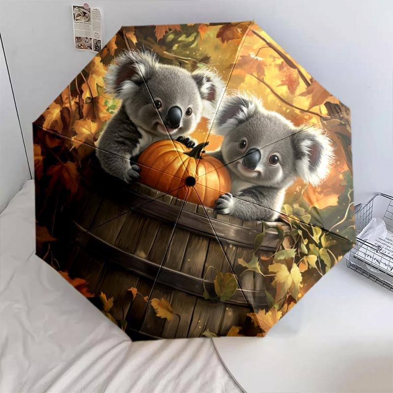 Fantasia koala, ombrello pieghevole automatico, design portatile e pieghevole, 8 stecche, un regalo di Natale o di compleanno.