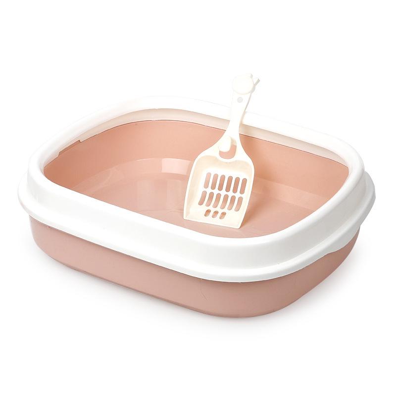 Semi-Enclosed Oval Cat Litter Box with High Sides & Scoop, Anti-Splash Design 