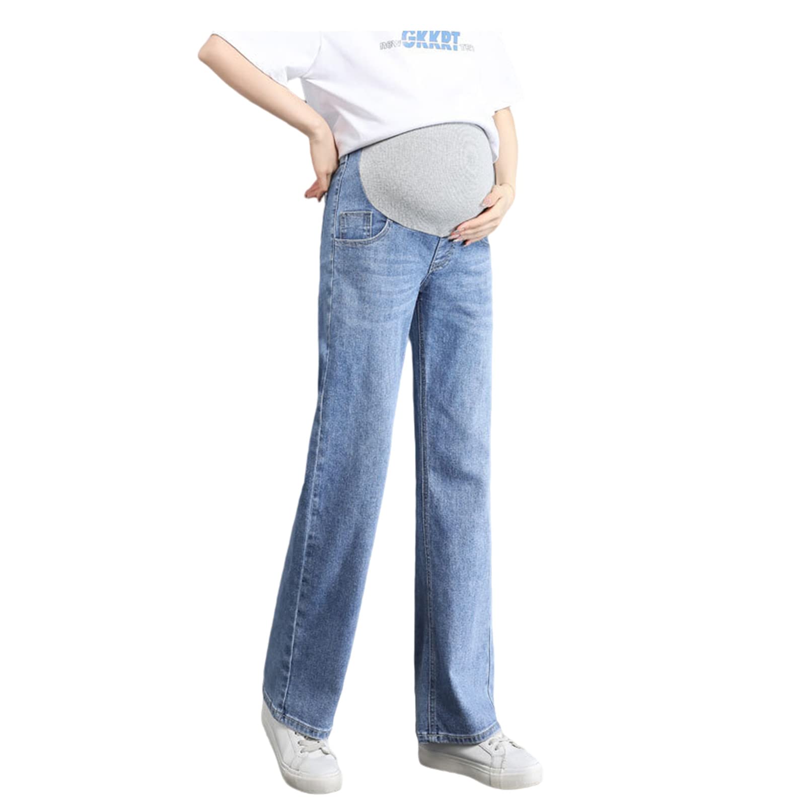 

Брюки для беременных Onabebi с широкими штанинами, регулируемым боди и красивым внешним видом, брюки, джинсы, талия, карманы, форма, удлиняющие,