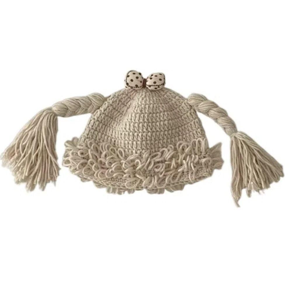 

Мягкая Дышащая Детская Шапка-Парик Косичка Эластичная Ветрозащитная Детская Шерстяная Шапка Без Полей Корейский Стиль Головной Убор для Новорожденных Осень