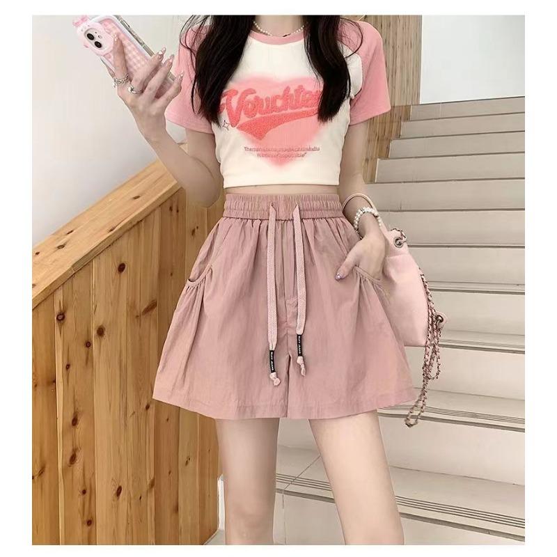 Sports Shorts Women's Summer Thin High Waist Large Size Casual Wide Leg Pants Loose Drawstring Quick Dry Pants