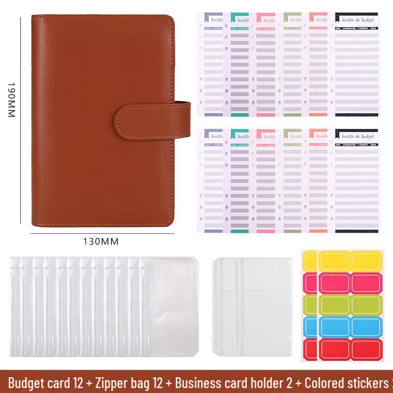 A6 Macaron Leather PU Loose-leaf Binder Notebook for Family Finance Budget Planning
