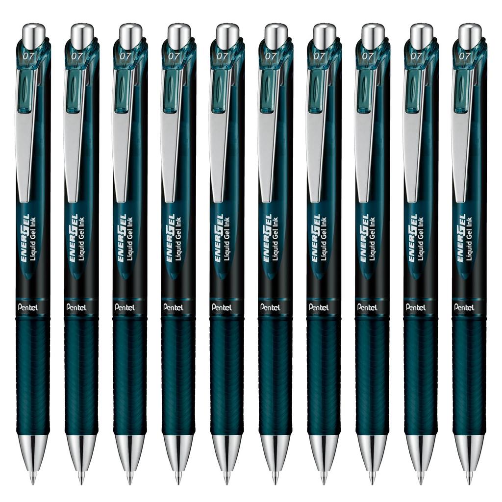 Pentel Gel Ink Energel Knock Ballpoint Indigo 10 Pens Pen, 0.7mm, Black, BL77A2-SA,