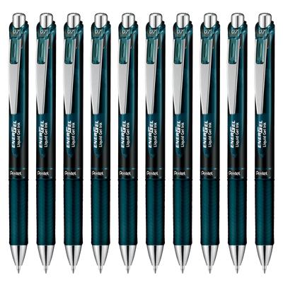 Pentel Gel Ink Energel Knock Ballpoint Indigo 10 Pens Pen, 0.7mm, Black, BL77A2-SA,