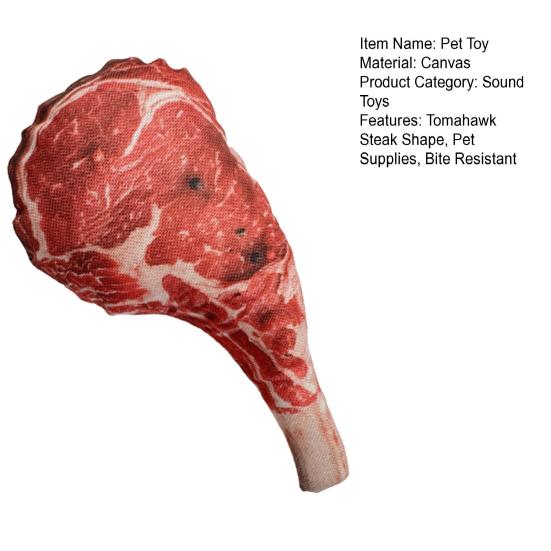 Tomahawk Steak Dog Chew Toy Bite Resistant Squeaky Stuffed Steak Universal Puppy Cat Teething Cleaning Interactive Toy Pet Supplies