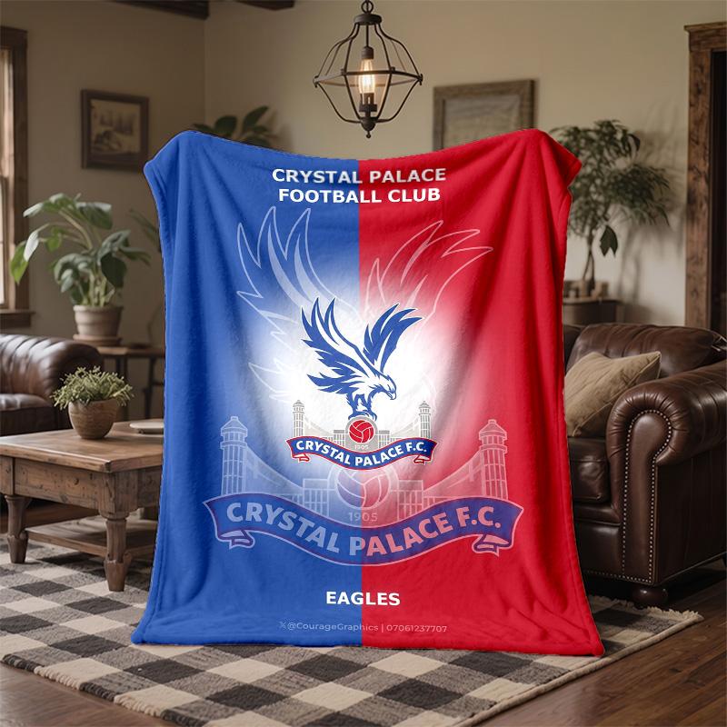 Couverture Flottante en Flanelle Imprimée Football Crystal Palace Douce et Chaude Couverture Jetée pour Canapé Lit Bureau Maison Chambre à Coucher