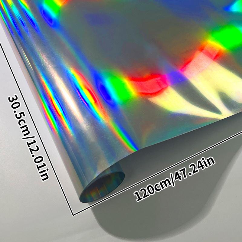 

1Roll 120cm Holographic Vinyl Roll Permanent Sticker Film Waterproof Self-Adhesive for All Cutting Machines DIY Stickers (as the picture,120x30.5CM)