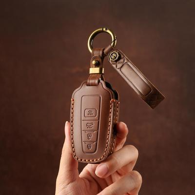 Genuine Leather Key Cover for Toyota Corolla, Camry, RAV4, Wildlander, and Asia Dragon.