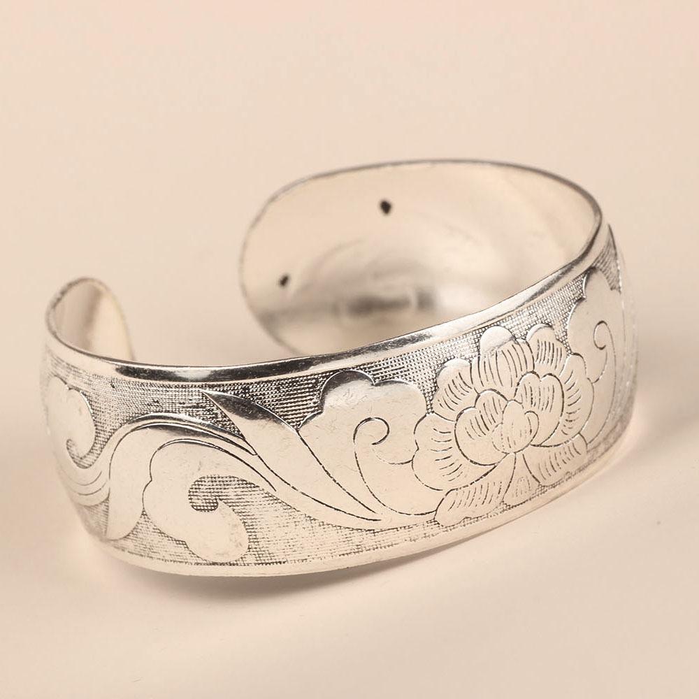 Retro Metal Bracelet Opening Ancient Tibetan Bracelet New Wide Cuff Bangle  for Women