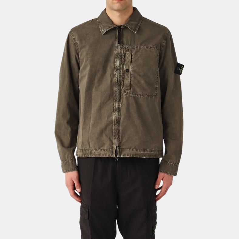 Stone Island Solid Color Zip Long Sleeve Jacket Men jackets Brown K1S151200032S00WN-V0154