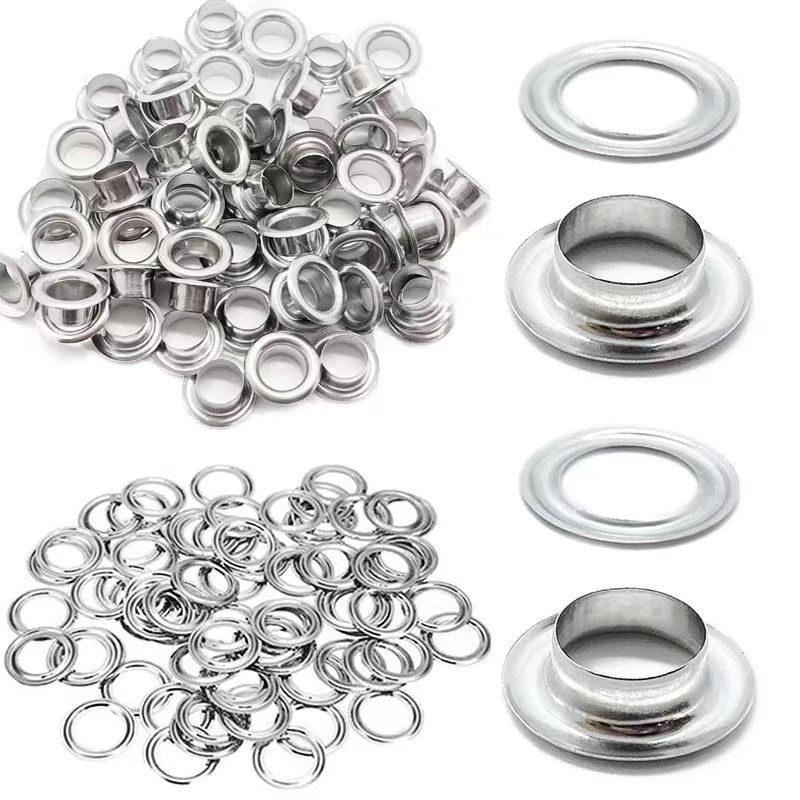 Eyelet Grommet Ring Kit 4/5/6/8/10/12mm Stainless Steel Eyelets Grommets with Washer Silver for Leather Craft Repair Shoes