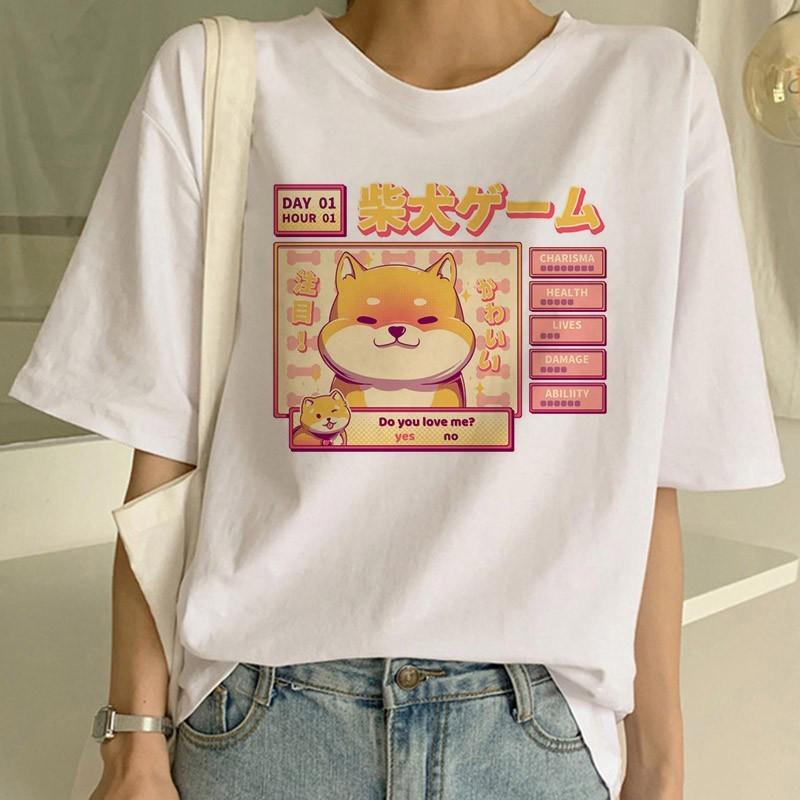 Shiba Inu T-Shirt Funny Cute Animal Shirt Funny Graphic Korean Clothing Top Women Ulzzang T