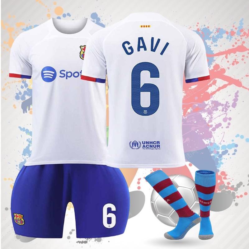 2324 Barcelona Away Jersey Messi 8 Pedro 9 Lewandowski 30 Children's Soccer Jersey