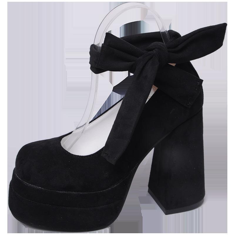 Internet Celebrity Pink French Retro Thick Heel Mary Jane High Heels Women's 2025 New Spring and Autumn Light Mouth Small Fragrant Single Shoes