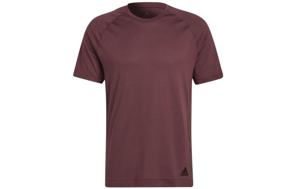 Adidas T Shirts Men's Burgundy Crew Neck Moderate Straight Fit HC2642