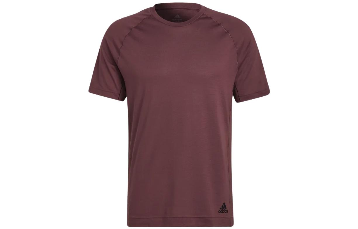 Adidas T Shirts Men s Burgundy Crew Neck Moderate Straight Fit HC2642 S