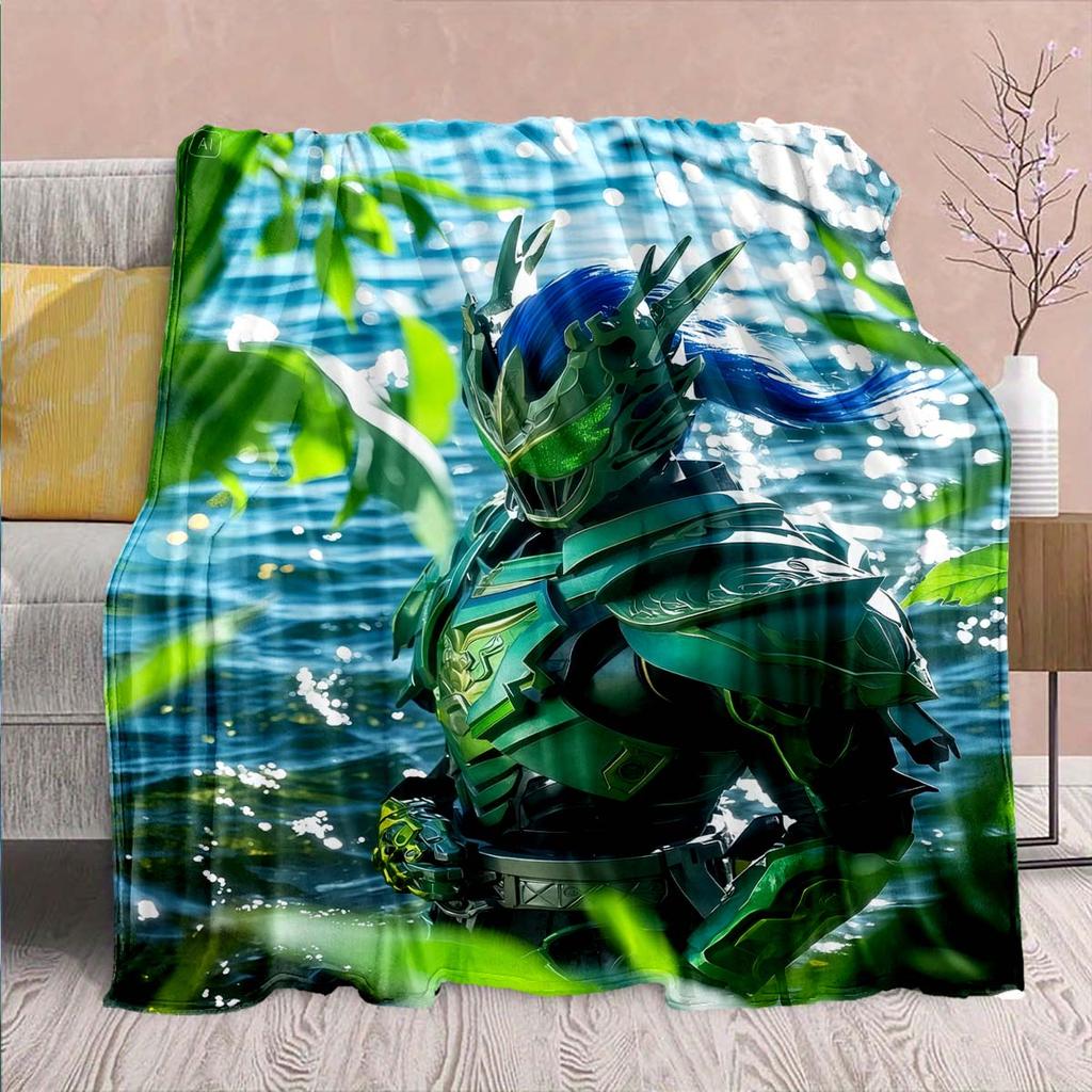 Kamen Rider Anime Flannel Blanket – Soft, Warm, Perfect for Sofas, Bedding, Camping, Travel, Office, and Home Decor – QJY