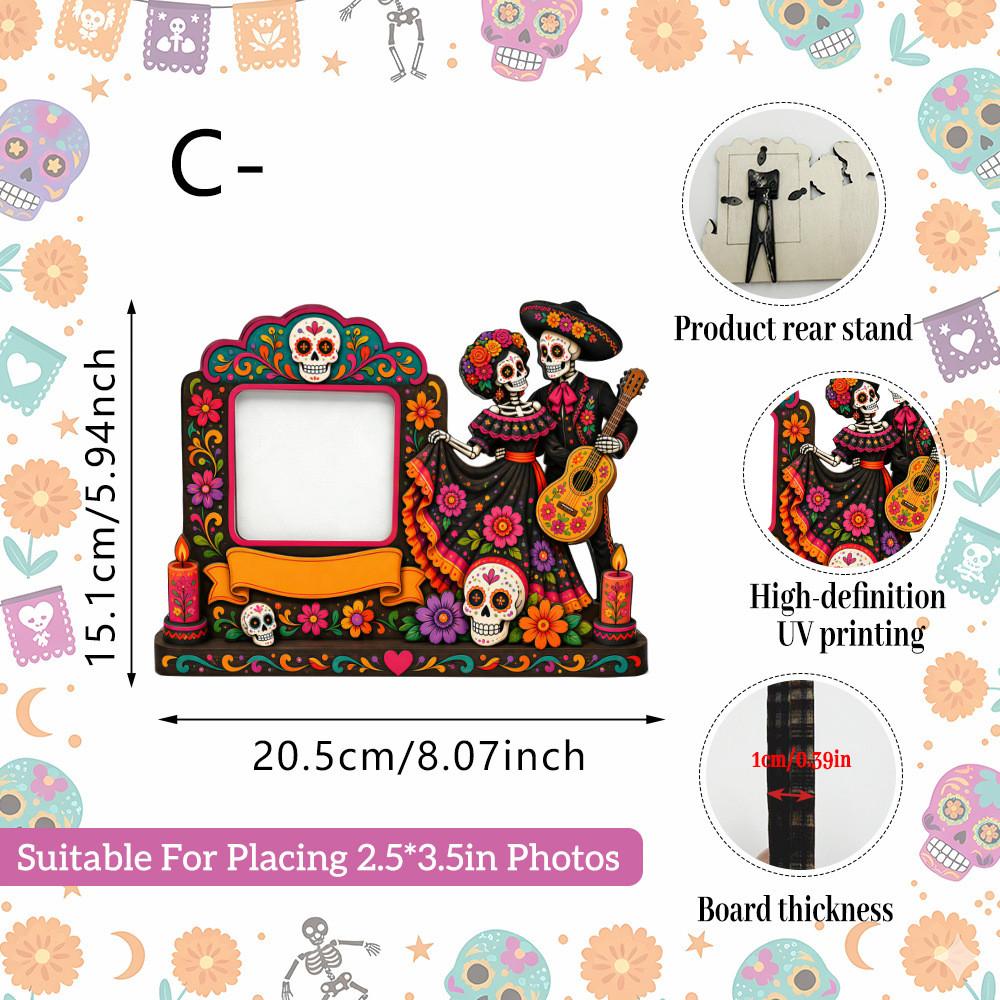 Spirit Of Day Of The Dead Wooden Picture Frame With Handcrafted Design For Memorials And Decor