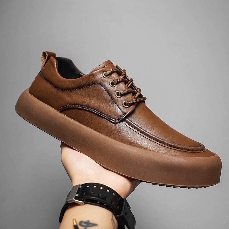 Fashion Men Lace-Up Sneakers Comfortable Vulcanize Shoe Outdoor Men Casual Skate Footwear Brand Male Flats Genuine Leather Fashion Shoes