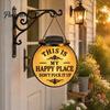 Durable Outdoor Decorative Pendant Luminous Funny Garden Sign, "This Is My Happy Place" Solar Vintage Decor, Farmhouse Cute Light for Patio Wall Art,