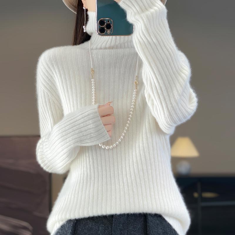 Women's Cashmere Sweater Qinghe Cashmere 30% Cashmere 70% Wool Autumn and Winter Pullover Warm and Fashionable
