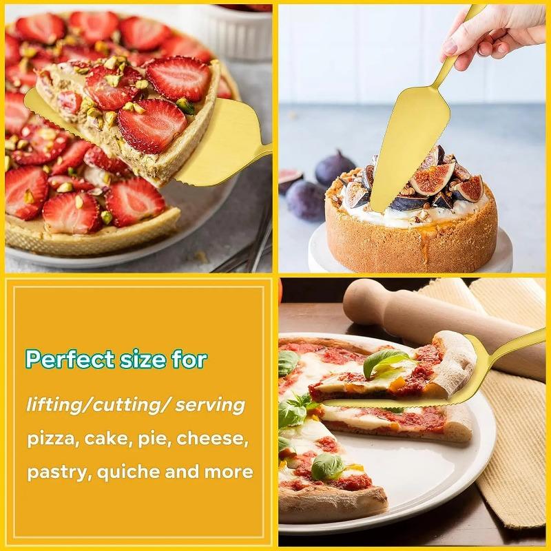 5-piece Stainless Steel Cake Spatula Fruit Two-pronged Fork Dessert Fork Pie Pizza Cheese Splitting Knife Kitchen Baking Tools