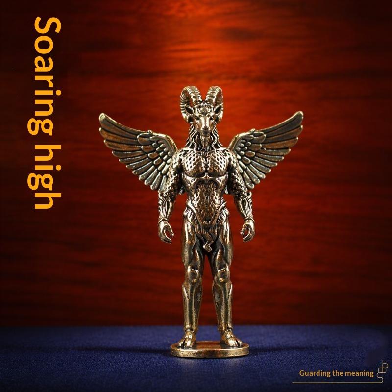 2027 Chinese Zodiac Goat Brass Figurine Polished Handmade Lucky Sheep Statue Ornament for Living Room Shelf Decor New Year Gift