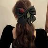 1Pc Korean Camellia Bow Grab Clip, Retro Elegant Updo Shark Clip, High-end Hairpin Headdress On The Back Of The Head