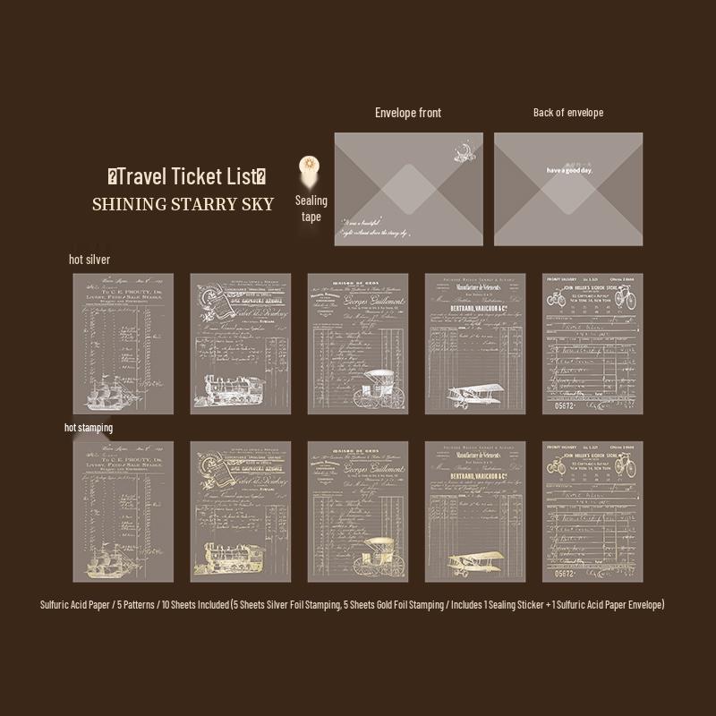 Shining Starry Sky Gold & Silver Hot Stamping Stickers: Sulfuric Acid Paper Sheets for Music, Tickets, Letters, Diaries, and Collages