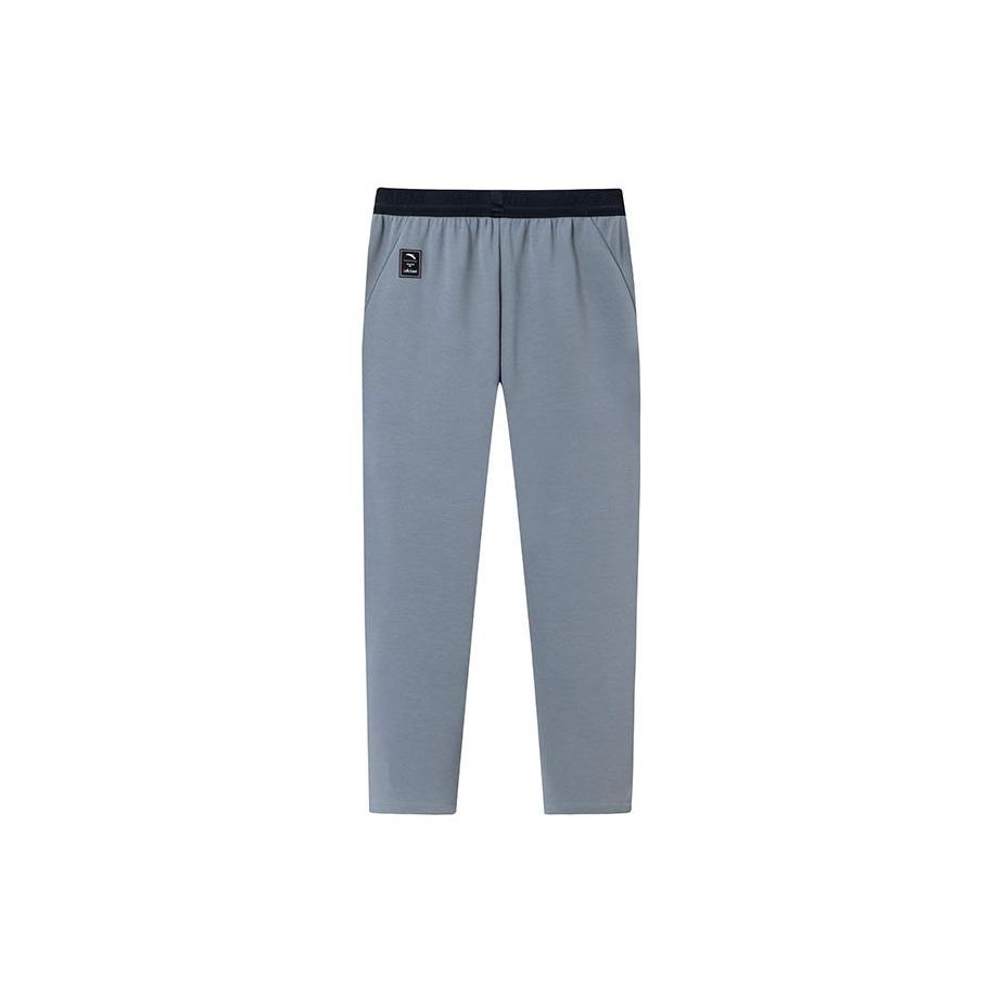 Anta Plain Mid-Waist Drawstring Straight Casual Pants Men bottoms Light-Gray 152427329-3
