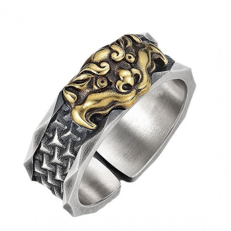 Adjustable Open Ring Men Women Vintage Geometric Totem Minimalist Statement