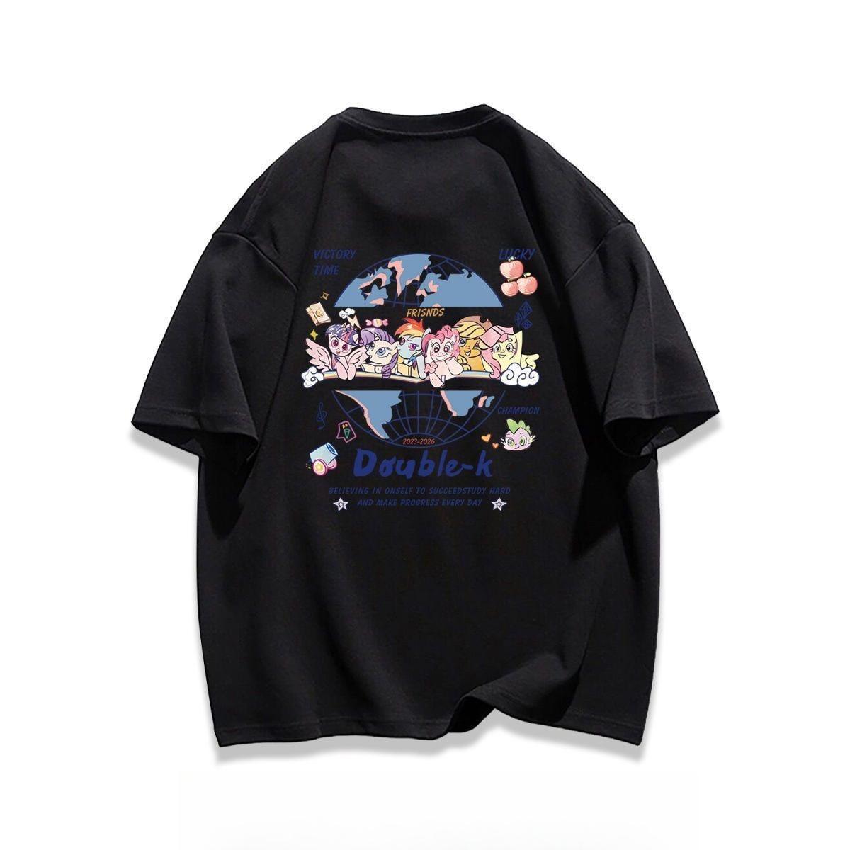 

2026 summer new New cotton shortsleeved Tshirt for Unisex cartoonstyle Little Pony style relaxed fit loungewear style shirt S