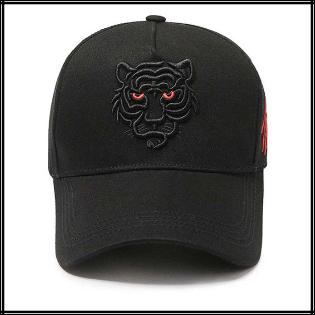 Baseball Hat Tiger Brim Unique Animal Cap Stylish Fashionable Cool CZ009 [White Fang] Men's (Black)