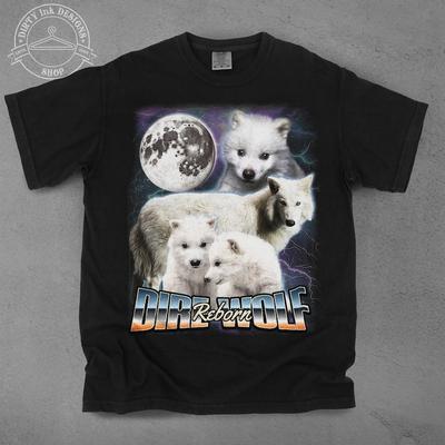 Dire Wolf TShirt Vintage Fantasy Wolf Moon Tee White Wolf Graphic Shirt Animal Lover Gift