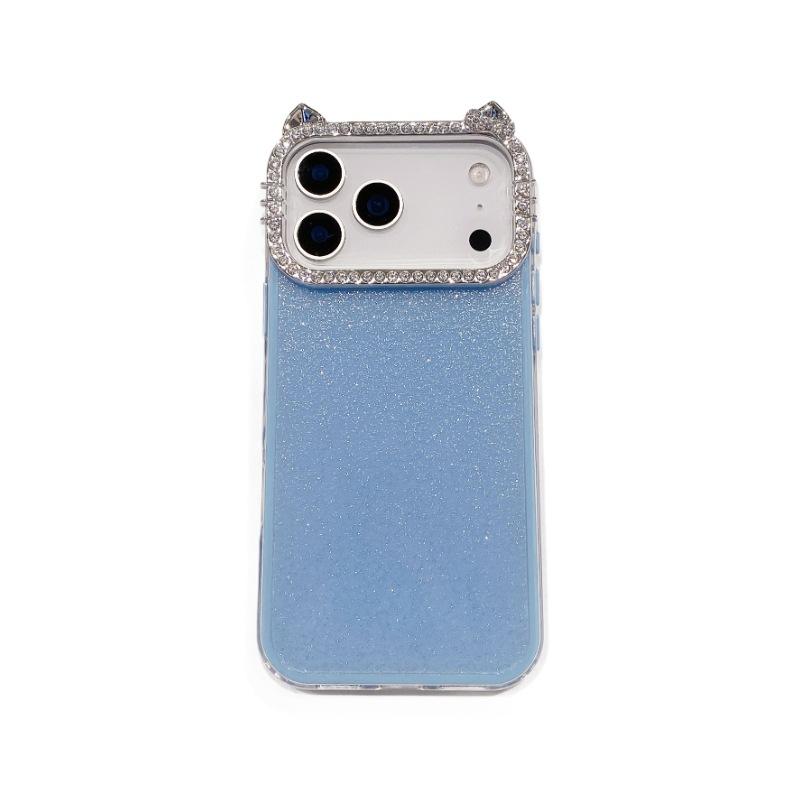 Korean and Japanese Style Solid Color Glitter Case Compatible with iPhone 16 Pro Max Phone Case Apple 17 Rhinestone Lens Case 14/15