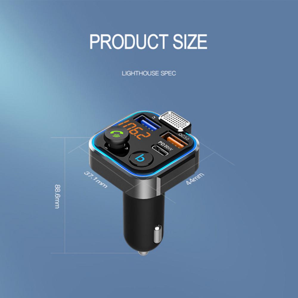 

FM-передатчик автомобильный Bluetooth 5.0 беспроводной громкой связи аудио приемник автомобильный MP3-плеер PD20W QC3.0 3.1A 2USB быстрое зарядное устройство автомобильное зарядное устройство чёрный