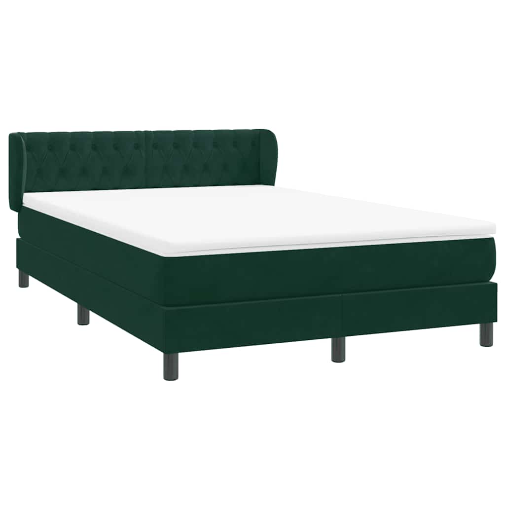 Box Spring Bed with Mattress Dark Green 160x220 cm Velvet
