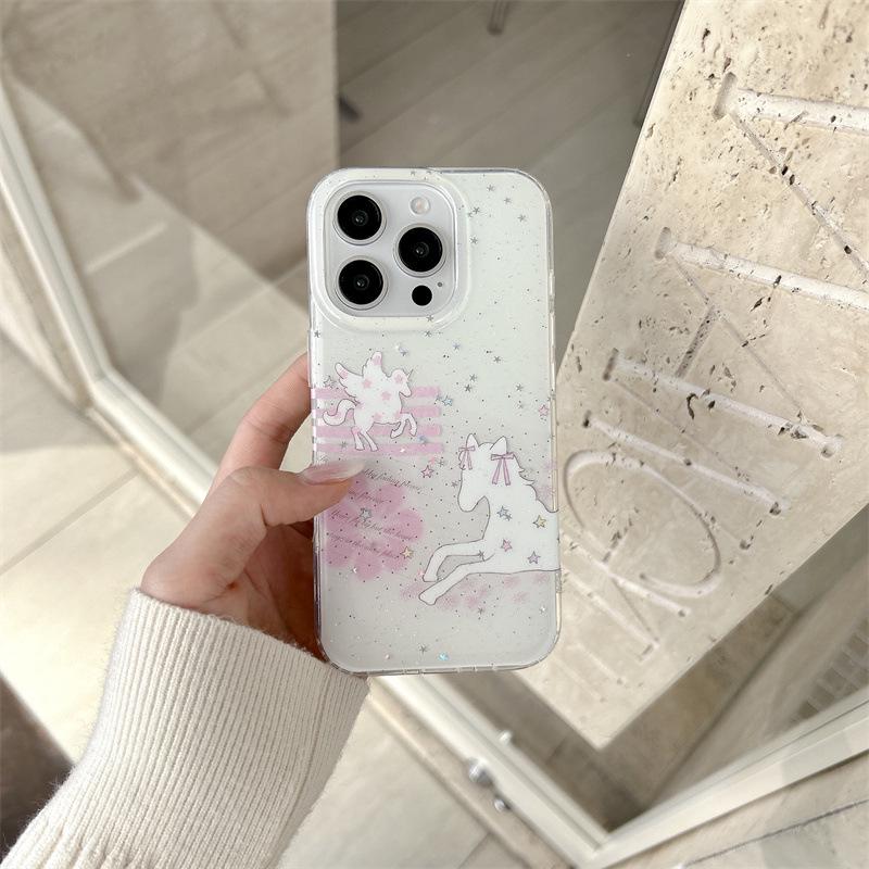 Luxury Glitter Floral Star Horse iPhone 17/16 Pro Max/15/14 Case Apple 16 Pro Max