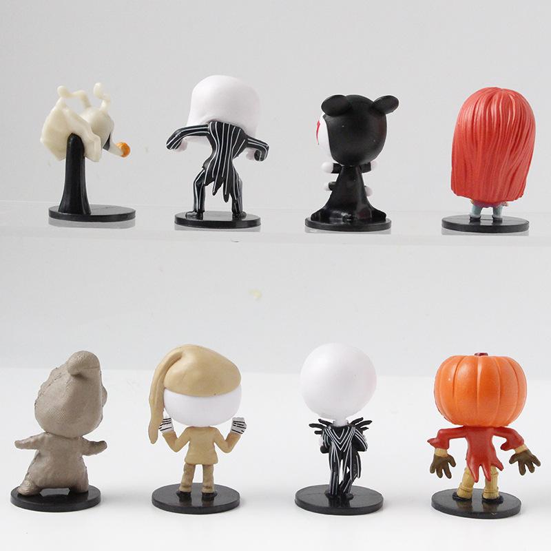 New 8Pieces/Set Cartoon The Nightmare Sally Skellington Jack Action Figure Toy Christmas PVC Model Vinyl Figurine Halloween Gift