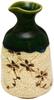 Seto Ware "Kato Rokubei" Sake Bottle (tokkuri), Large Size, Approximately 290ml Capacity, with Oribe Lacquer Finish (in Wooden Box), Made In Japan, 00
